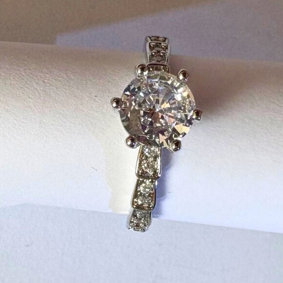 1 Carat Round CZ Adjustable Silver Engagement Ring NEW Adjustable